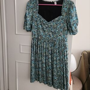 BP Blue Midi Sundress with Puff Sleeves